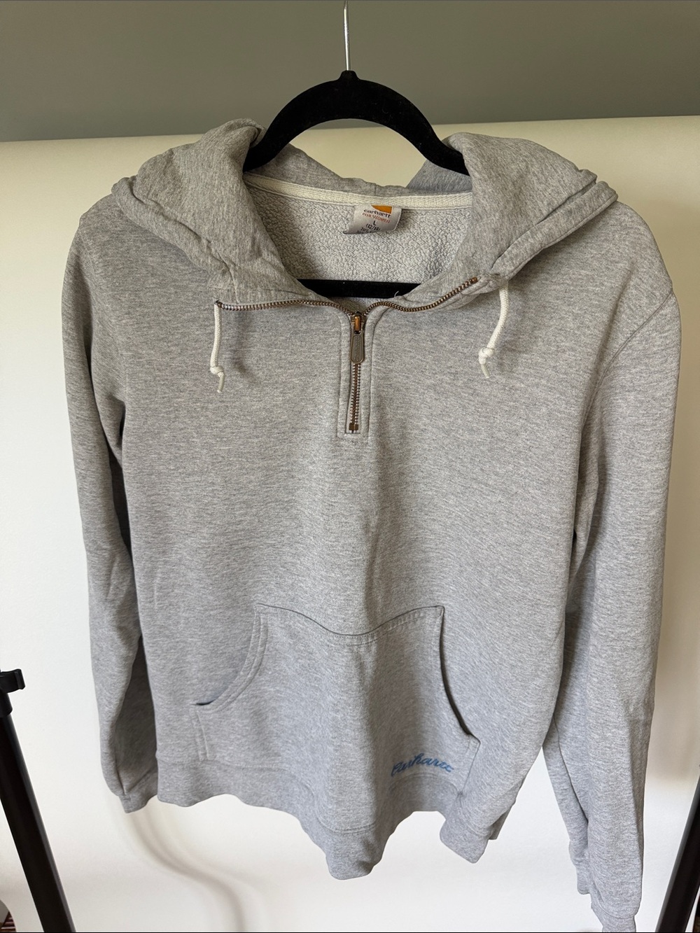 Gray Carhartt Half-Zip Hooded Sweatshirt